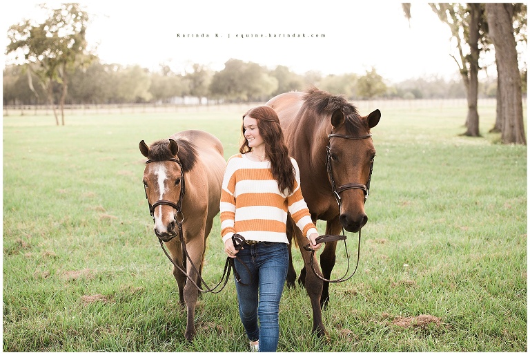 horse and rider outdoor portraits walking in field