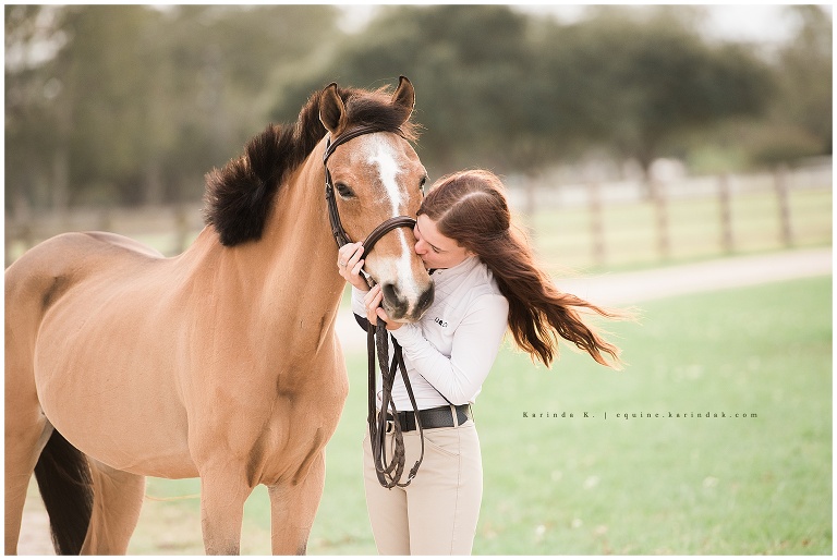 horse and rider kisses portrait 